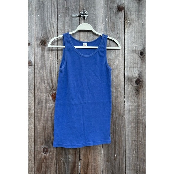 90's Fruit of the Loom Shirt Blue Ribbed Tank Top Mens L Vintage Y2K - Picture 1 of 3